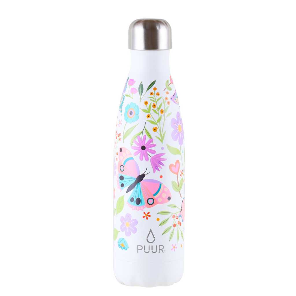 Botella Termica Puur Bottle Butterfly 500ml con fondo blanco