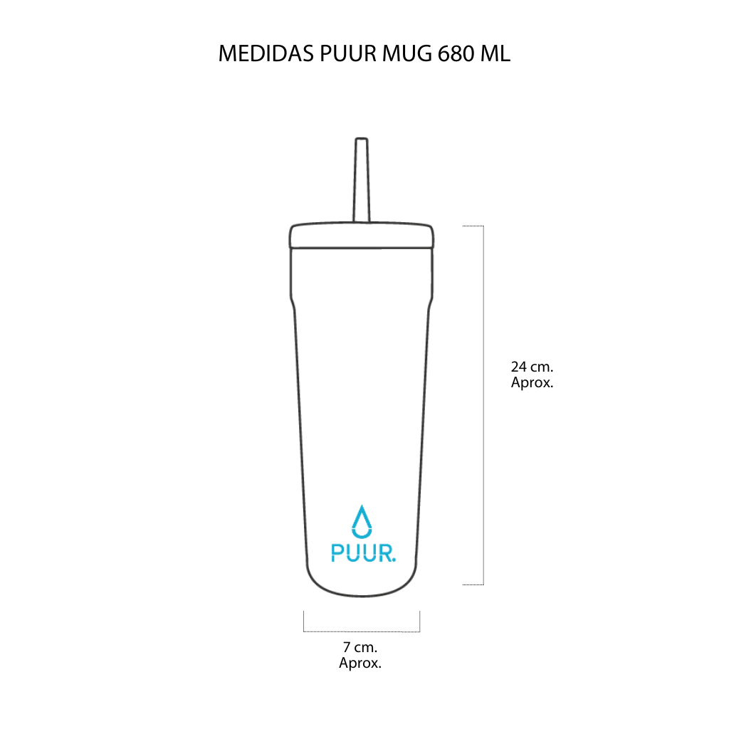 Vaso Térmico Puur Mug Onyx Lila 680 ml + Tapa Antiderrame