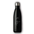 Botella térmica reutilizable de acero inoxidable con tapa. Color negro y dibujo de dos tortugas marca Puur Bottle