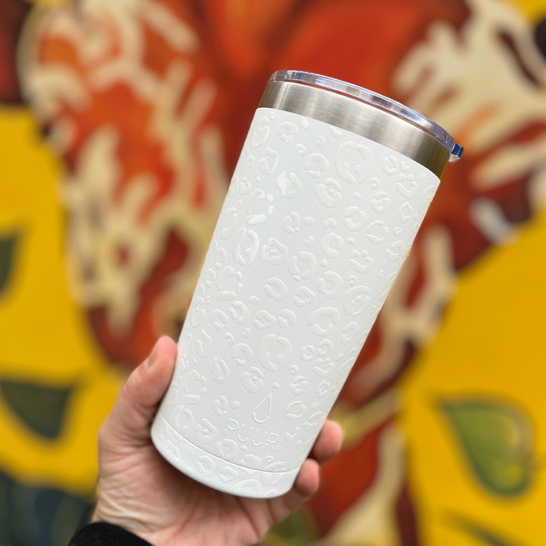 Vaso térmico acero inoxidable 500 ml tapa plástica animal print blanca
