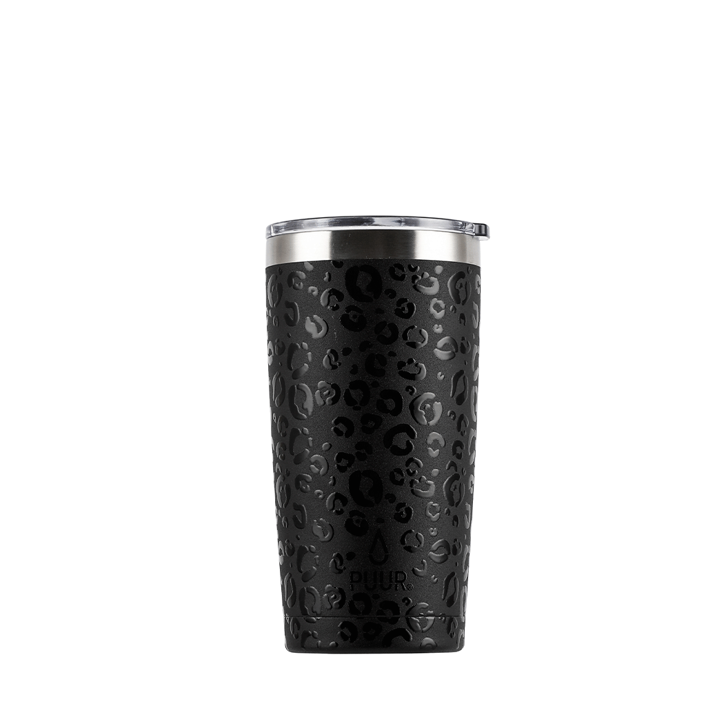 Vaso térmico acero inoxidable 500 ml tapa plástica animal print negra