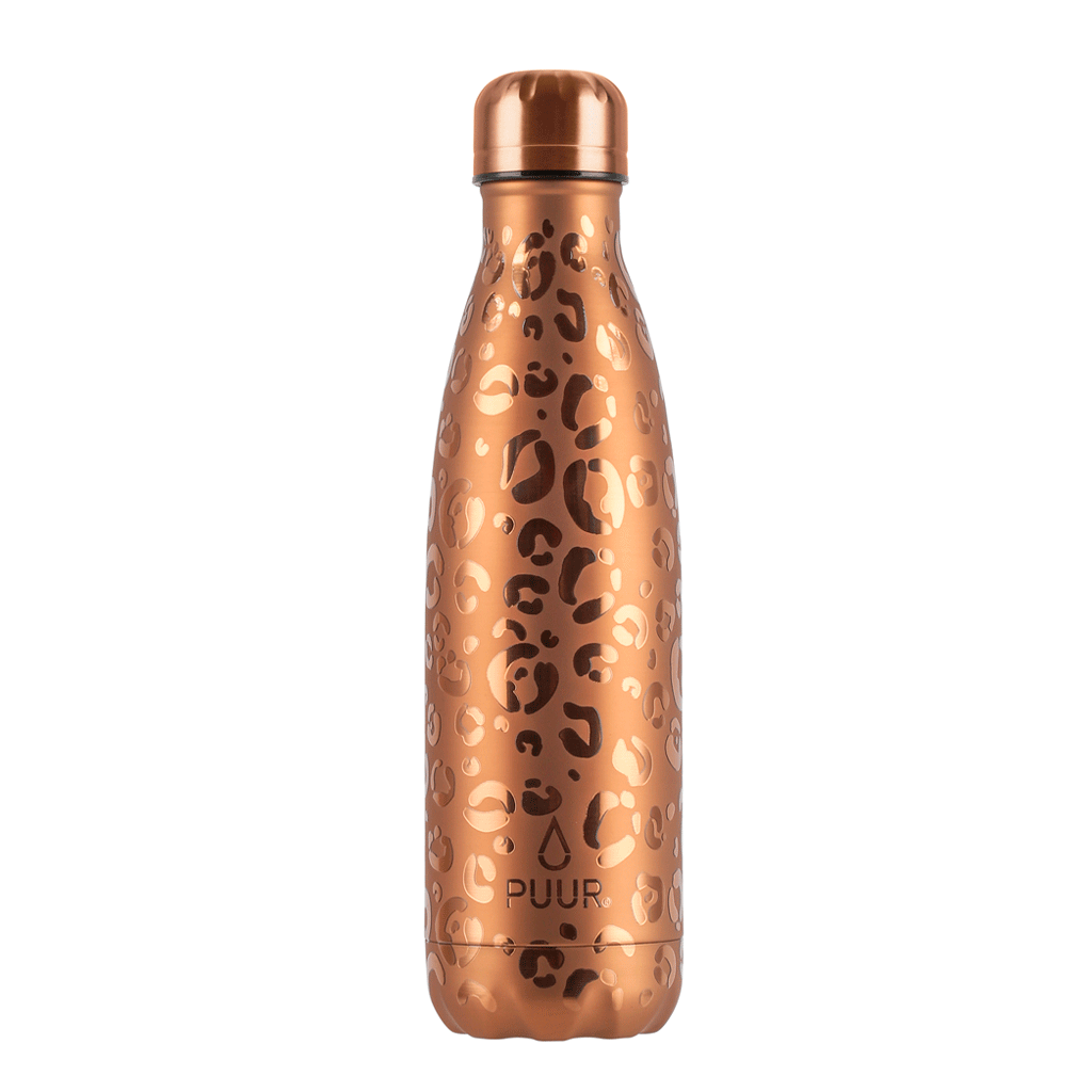Botella térmica animal print dorada 500ml Puur Gold Panther - PUURBOTTLE