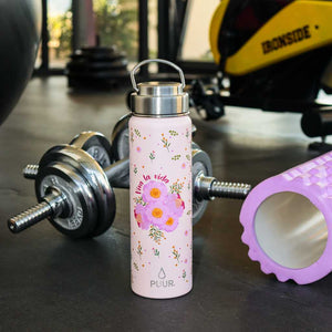 Botella termica puur activa con flores 660ml en el gimnasio