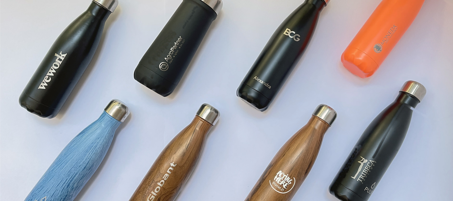 Botellas térmicas con logos corporativos, marca Puur