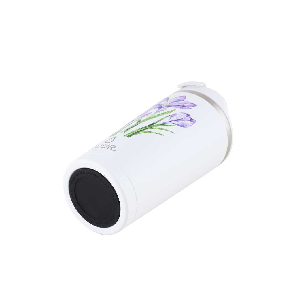 Vaso termico Puur 470ml con diseño de flores en fondo blanca