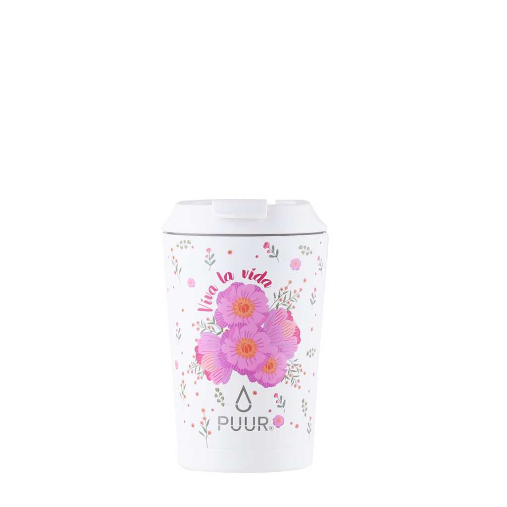 Vaso termico Puur 350ml floreado en fondo blanco