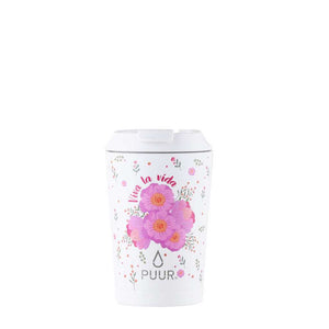 Vaso termico Puur 350ml floreado en fondo blanco