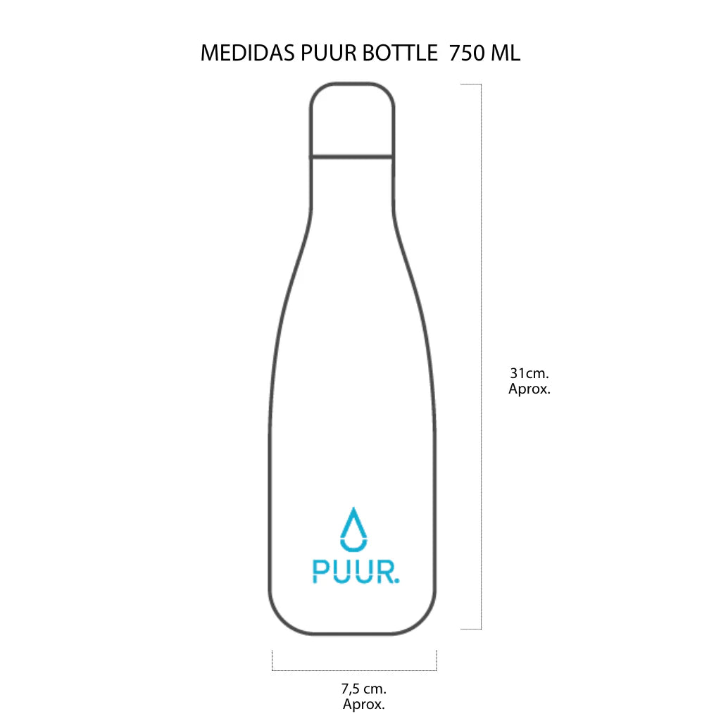 Pack Botella Térmica Puur de 750 ml y Gancho negro