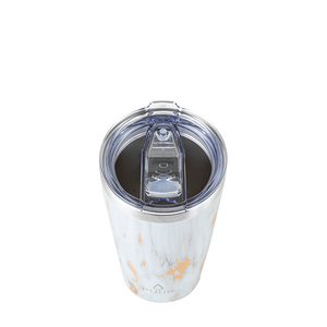 Vaso termico de acero inoxidable, color blanco marmoleado, foto cenital 500ml de capacidad