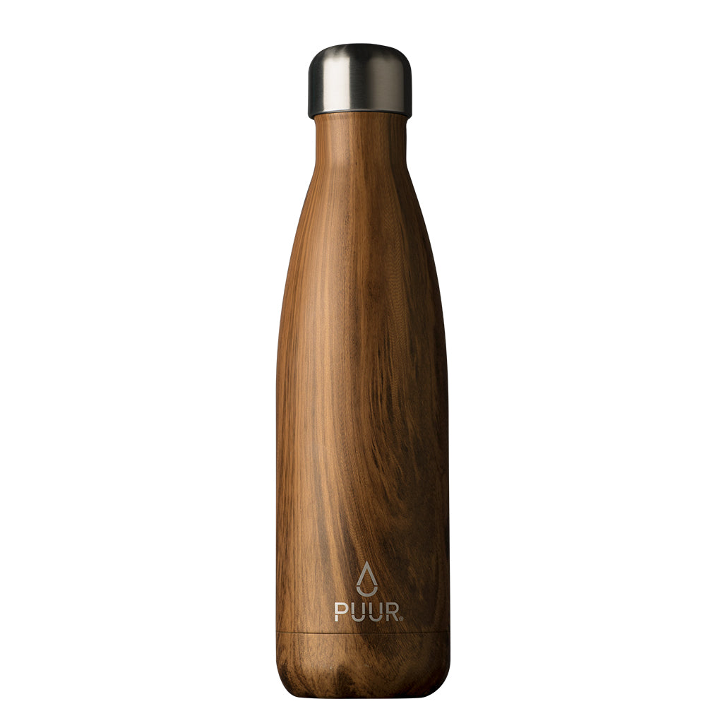 Botella de acero inoxidable de 500 ml que asemeja madera