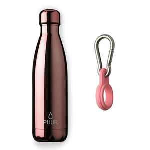 Pack botella térmica Puur Bottle Rose Gold 500 ml + Hook Pink